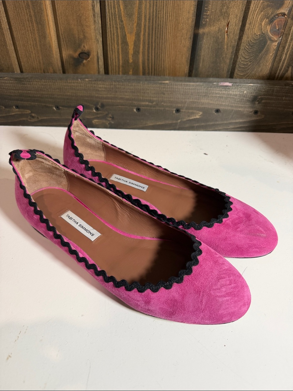 Tabitha Simmons Pink Suede Daria Ballerina Flats